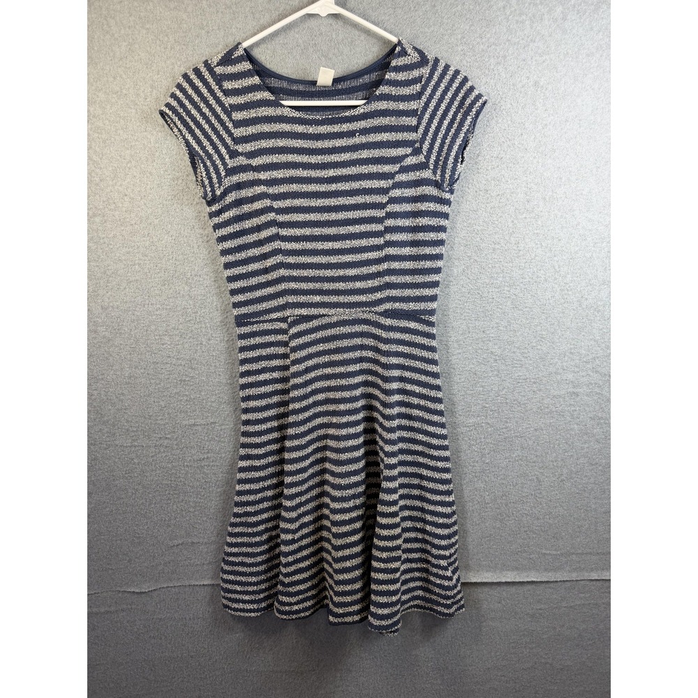 Old Navy Dress Womens XS Navy White Stripe Knit Fit Flare Sweater Short